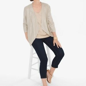 CHICO'S Foiled Linen Drape Jacket